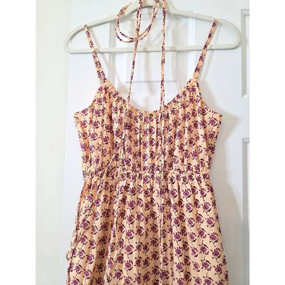 Tory Burch Floral Print Square Neckline Jumpsuit L